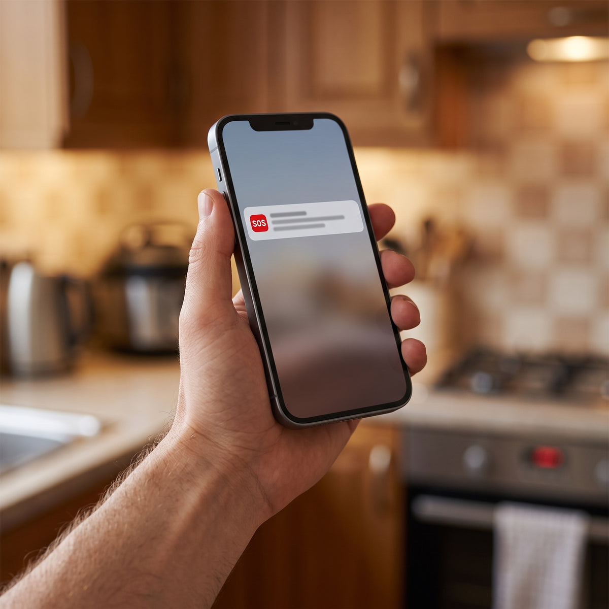 SOS alert notification on a family member's phone