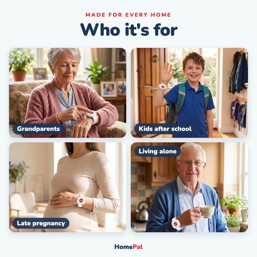 Who HomePal is for: grandparents, kids, late pregnancy, living alone